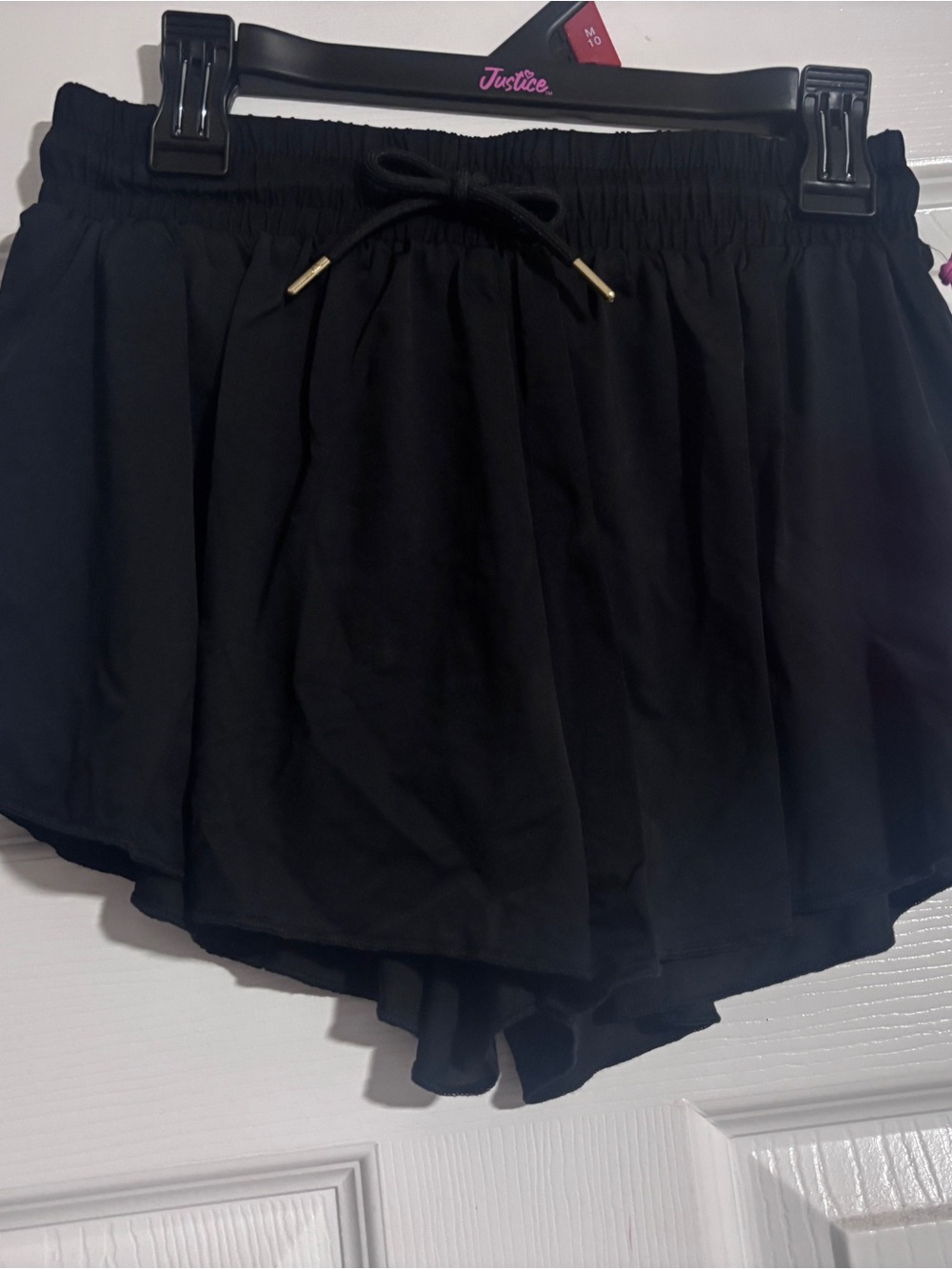 Justice Black Elastic Waist Pull-On Skort with Drawstring
